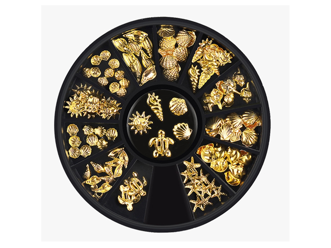 Accesorios para uñas decoradas con pedrería, cristales y apliques de pedrería.