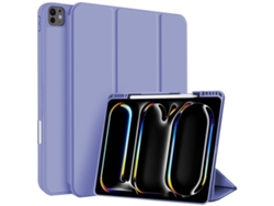 Capa Para Ipad Air 2 9.7 Polegadas Com Ranhura Para Caneta Em 3 Dobras Roxo Lavanda