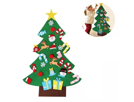 Juego de árbol de Navidad de fieltro DIY 26 adornos desmontables, regalos de Navidad para colgar en la pared para niños para decoraciones