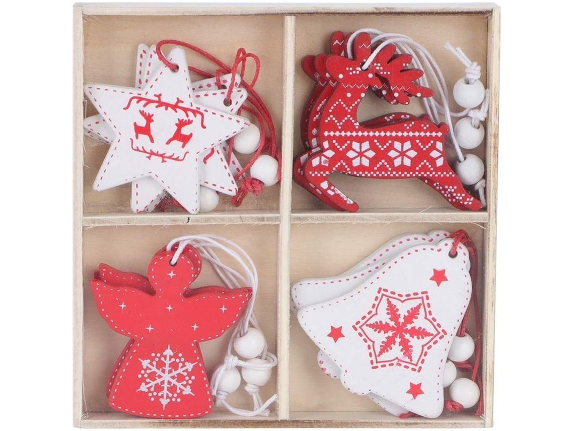 12 Colgantes De Madera Con Forma De Árbol De Navidad Con Cordones Para Decoración Del Hogar Y Fiestas.