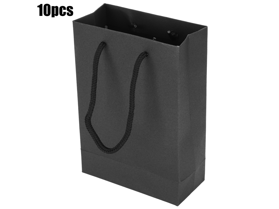 10 bolsas de papel con cordón para regalos y ropa - Negras
