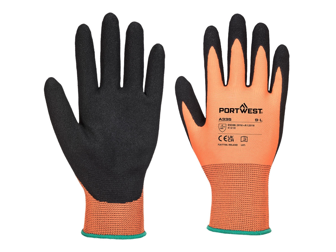 Guante Dermi-grip Npr15 - Nitrilo Arenoso Para Un Agarre Perfecto Naranja Negro / Xxl