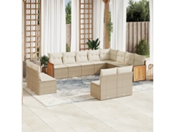Conjunto de sofá de jardín de 12 piezas con cojines, mimbre sintético beige, Dkd Home Decor