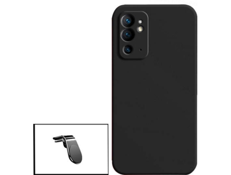 Kit Soporte Magnético L Safe Driving Coche y Funda Silicona Liquida OnePlus 9RT 5G PHONECARE Negro