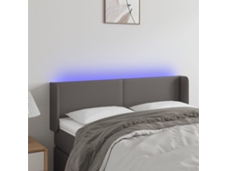 Cabecero Con Led Cuero Sintético Gris 147x16x78/88 Cm