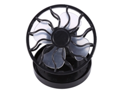 Ventilador solar portátil con clip para viajes y acampada.