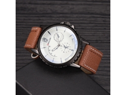 Reloj De Cuarzo Para Hombre Con Correa De Pu Estilo Casual Y Empresarial Café
