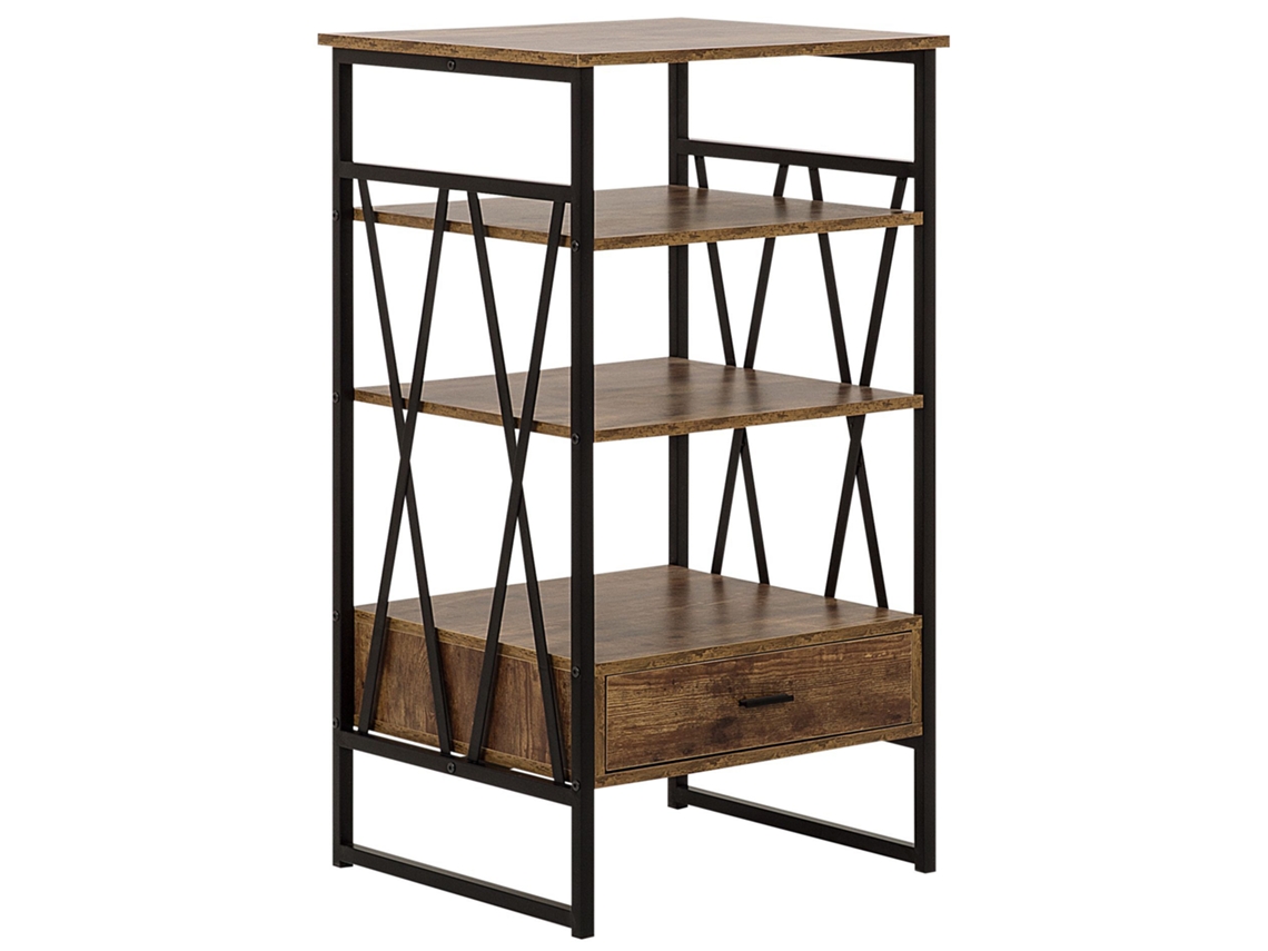 Estantería con 3 baldas BELIANI Keene de Tablero de fibra Madera oscura 56x51x101