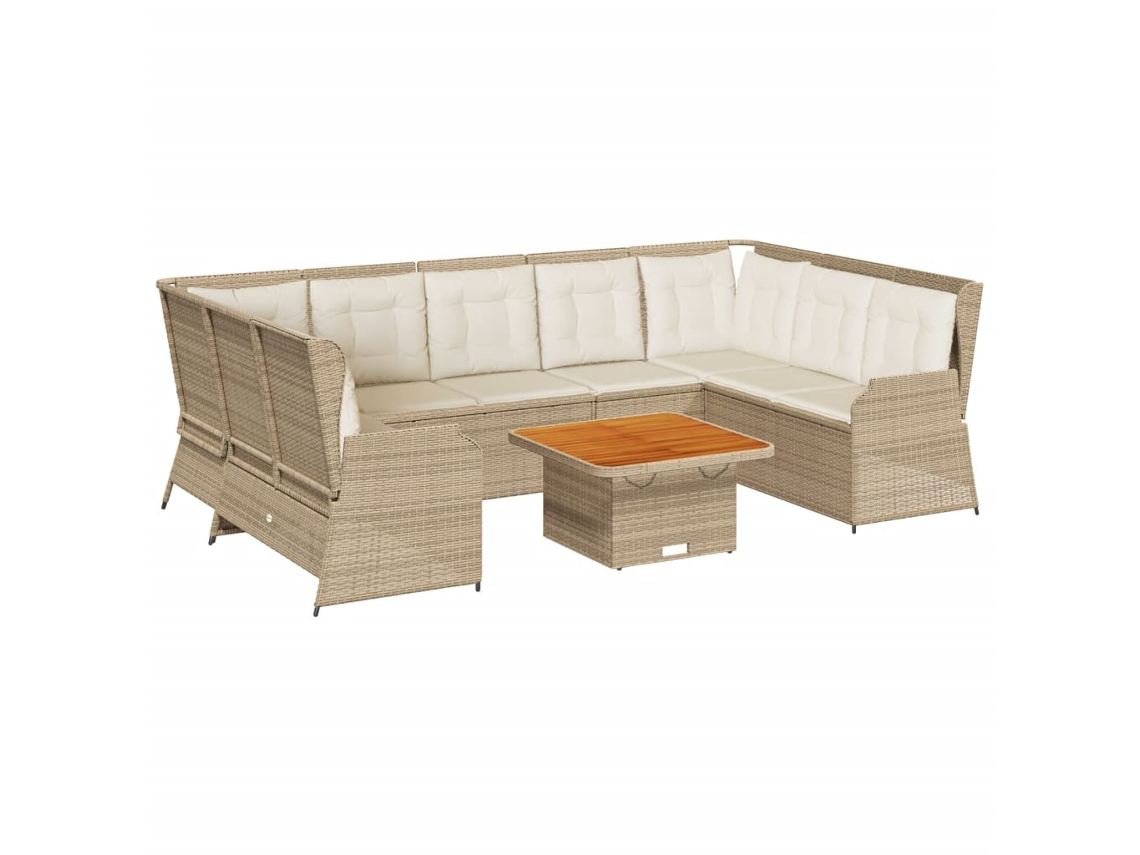 Maison Exclusive - Set De Muebles De Jardín Y Cojines 7 Pzas Ratán Sintético Beige