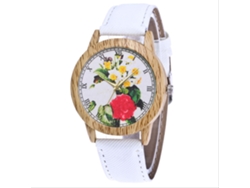 Reloj De Pulsera Casual Blanco De Cuarzo Con Estampado Floral Retro Y Diseño De Jeans Para Mujer.