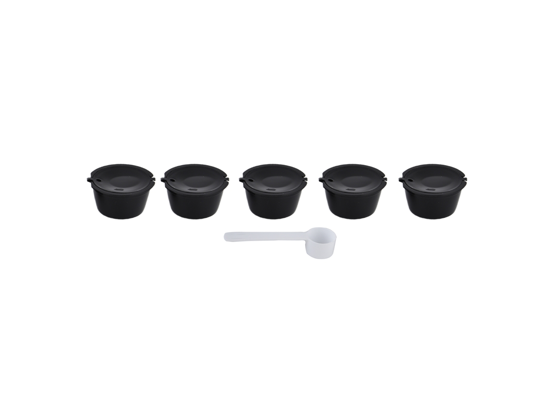 5 Cápsulas De Café Reutilizables De 50 Ml Con Filtro De Cuchara Para Máquina Dolce Gusto - Negro