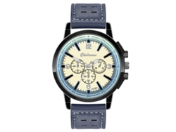 Reloj De Pulsera Unisex De Piel Sintética, Moderno Y Elegante, Con Tres Subesferas Y Diseño En Azul Hematita.