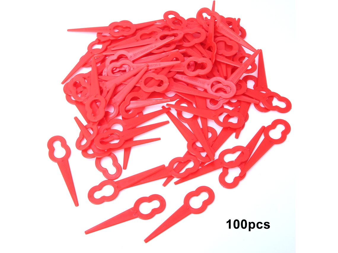 100 Cuchillas De Plástico Rojo De Repuesto Para Cortacésped Y Desbrozadora.