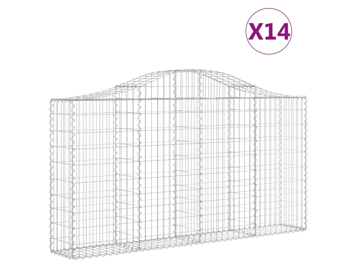 Conjunto 14 Cesta De Gaviones VIDAXL Plateado Hierro (200x30x100/120 cm)