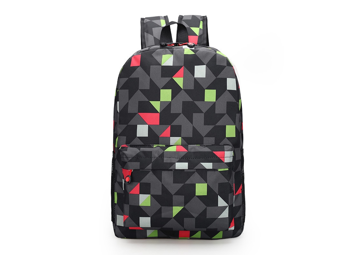Mochila impermeable para niñas, estudiantes, estampado de rombos, negra