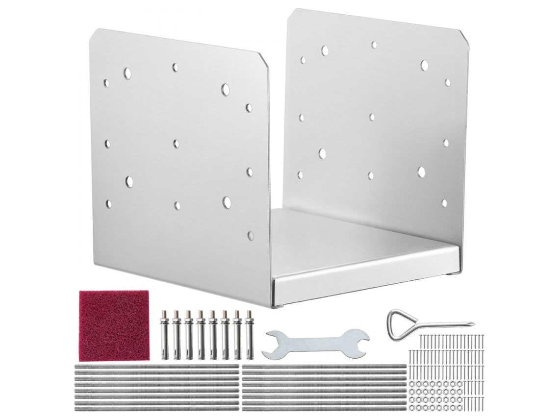 Juego de soportes regulables en acero inoxidable para postes de hormigón 203x203mm Tekmaquinas