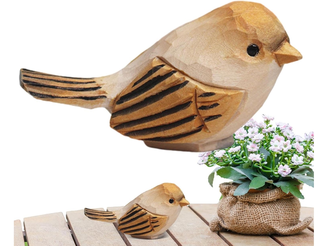 Estatuas De Pájaros Para El Jardín: Figuras De Madera, Esculturas Rústicas De Pájaros, Piezas Decorativas Naturales Con