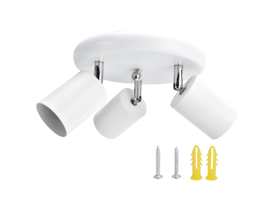 2026-soporte De Foco Techo Gu10 Con 3 Cabezas Giratorias Fixture De Luz Base De Lámpara Para Dormitorio Comedor Centro Comercial 85‑265v Blanco