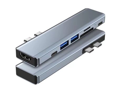 Concentrador USB C 7 en 2 para MacBook Air Pro M1 (paquete de 2) adaptador USB C con 4K HDMI USB 3.0 lector de tarjetas SD / TF plateado BISBISOUS