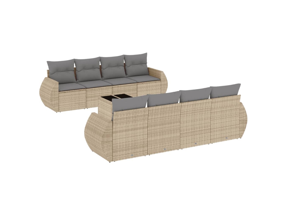 Maison Exclusive - Set De Sofás De Jardín 9 Pzas Con Cojines Ratán Sintético Beige