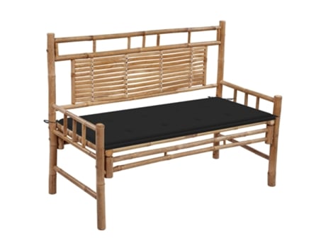 Banco de jardín con cojín bambú 120 cm MAISON EXCLUSIVE