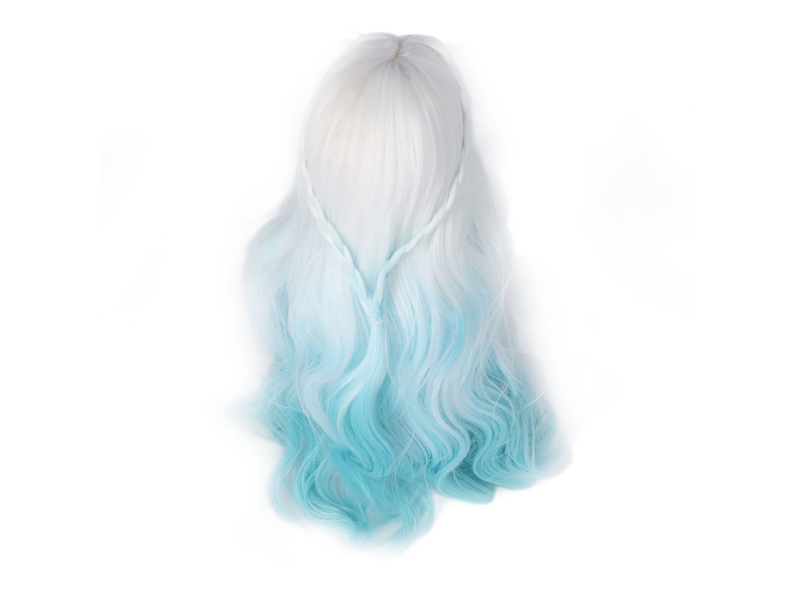 Peluca Para Muñeca Articulada A Escala 1/3, Cabello Largo Y Rizado, Seda Resistente Al Calor, Degradado Azul.