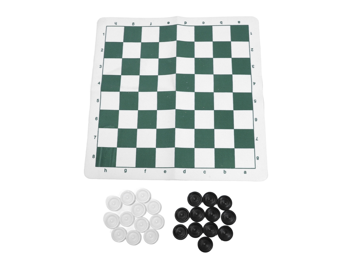 Juego De Damas Educativo Portátil Con Bandeja Plegable De Cuero Sintético Para Niños Y Adultos - Verde