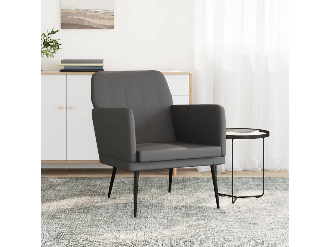 Silla con Apoyabrazos 61X78X80 cm de Cuero Sintético Color Gris