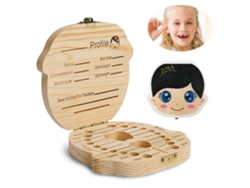 Caja de dientes de leche Caja de almacenamiento de dientes de madera, regalo para niños Kofihety