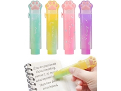 4 Gomas De Borrar Retráctiles Con Funda Degradada Con Forma De Pata De Gato Para Niños, Escuela Y Oficina.