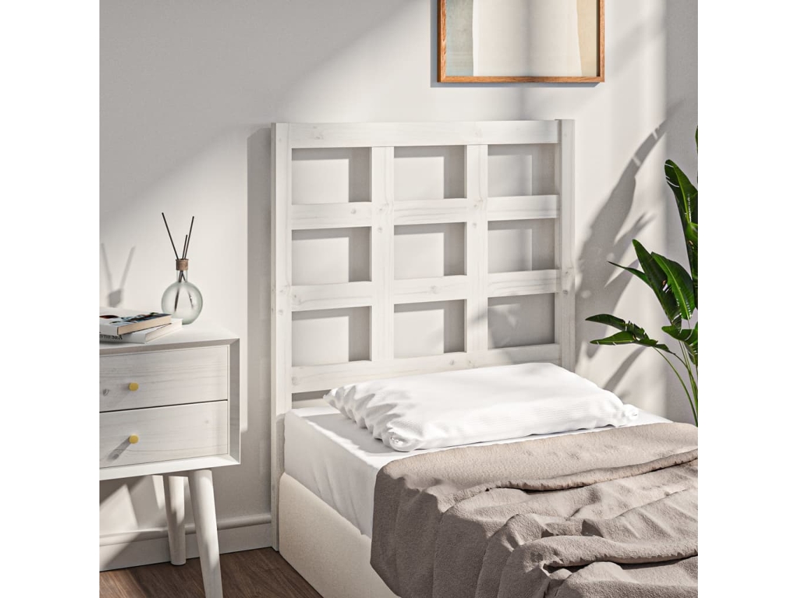 Cabecero De Cama Madera Maciza De Pino Blanco 80,5x4x100 Cm