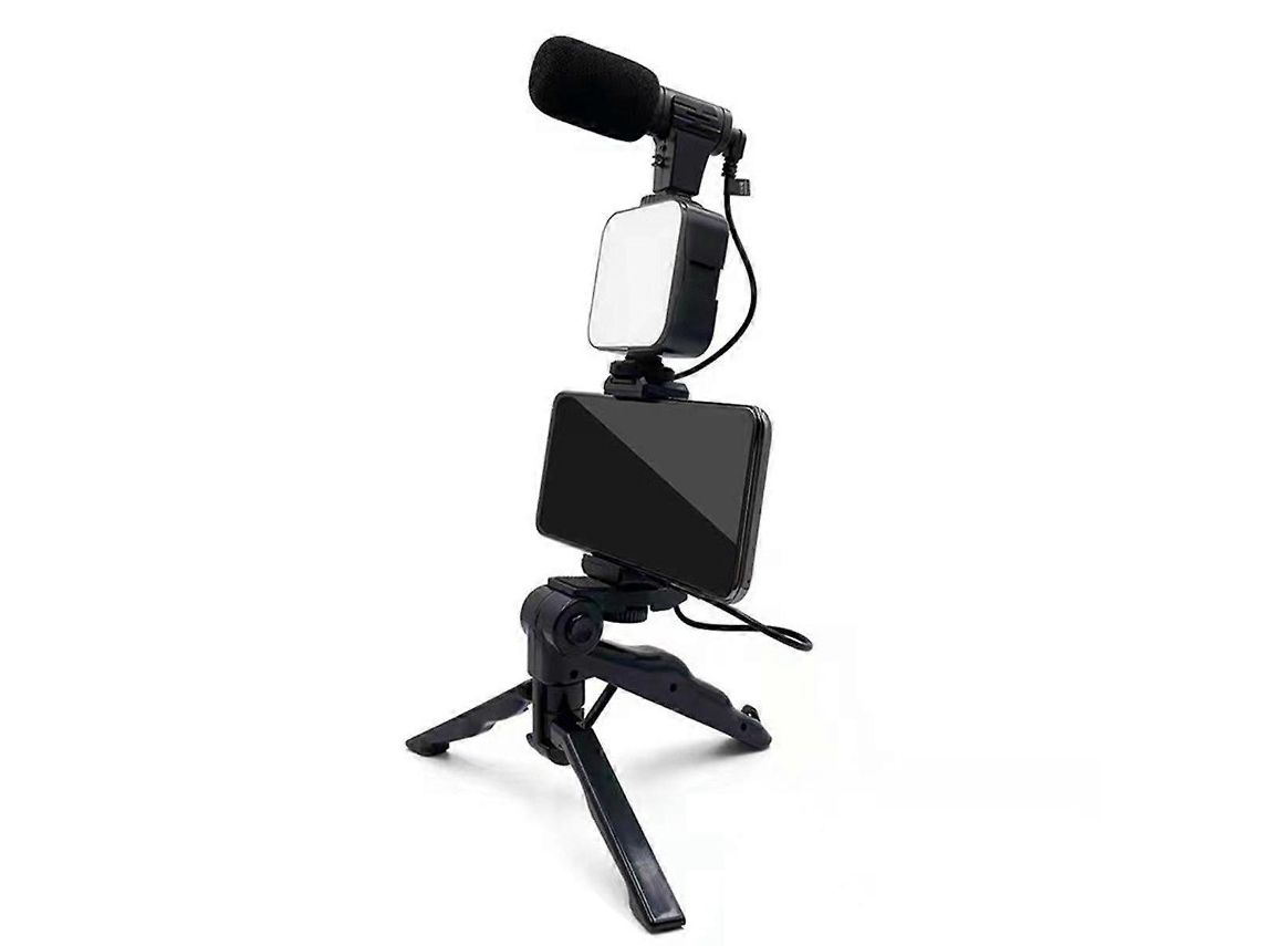 Kit de trípode para celular con micrófono LED, kit para crear videos de vlogs en vivo, estudio de selfies B, Nostalgia88
