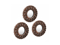 Conjunto De 3 Espelhos Relaxdays, Espelho Decorativo Barroco, Sala De Estar, Ø 25 Cm, Moldura Em Plástico, Bronze/preto