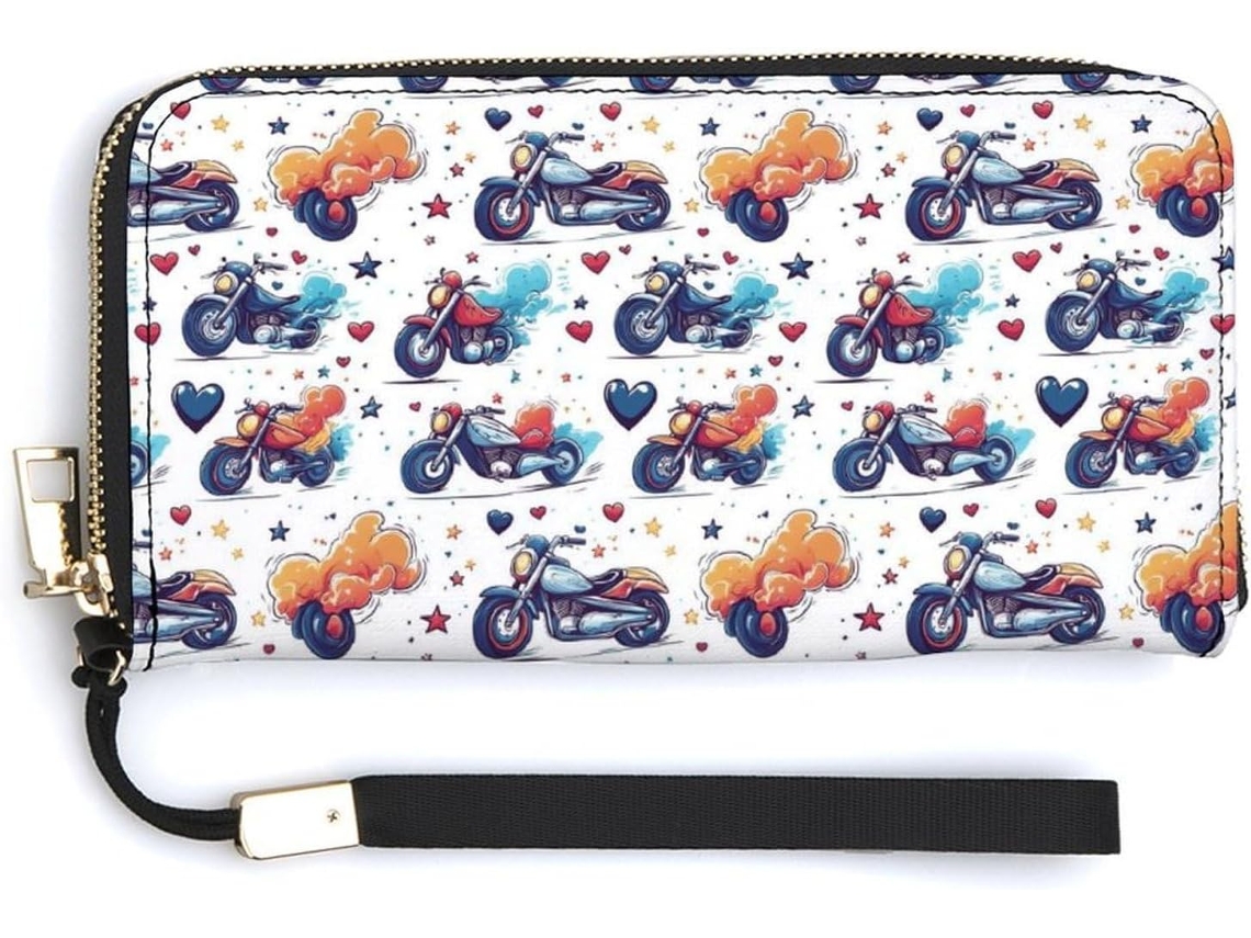 Cartera Cuero Con Cremallera Para Mujer Diseño Estampado