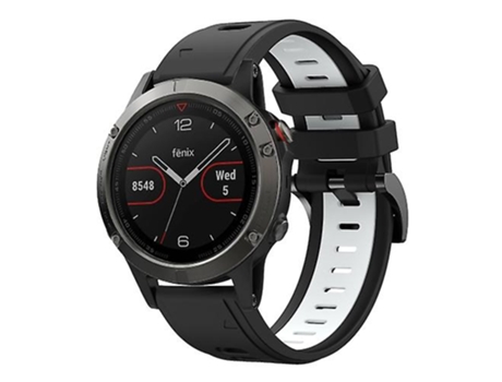 Correa De Reloj Inteligente Para Garmin Fenix 5, 22 Mm, Correa De Reloj De Silicona Deportiva Bicolor En Blanco Y Negro VENISYMLIS