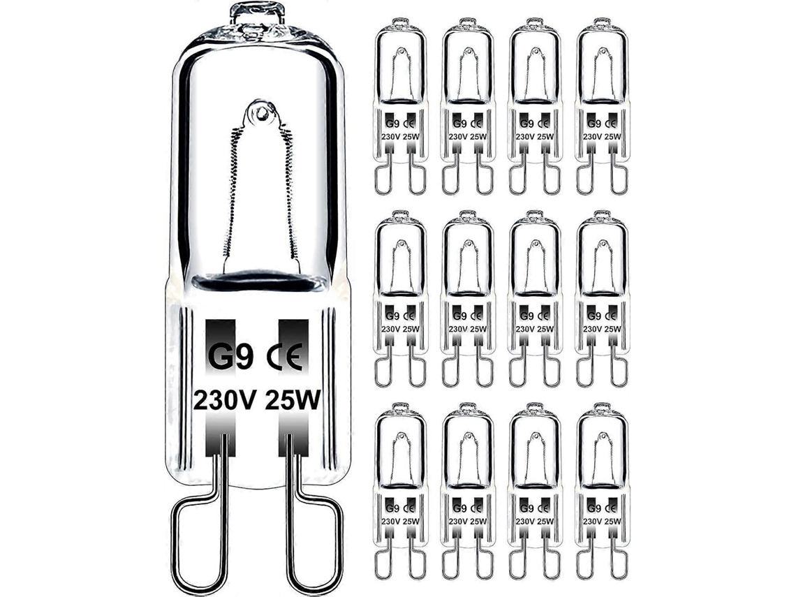 Rebe-bombilla G9 Halógeno 25w 230v Regulable Luz Blanca Cálida, Tolerancia 300c, Para Horno Microondas Cocina Luces Techo, Paquete De 12