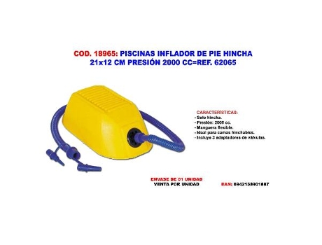 Piscinas inflador de pie hincha 21x12 cm presion 2000 cc 62065
