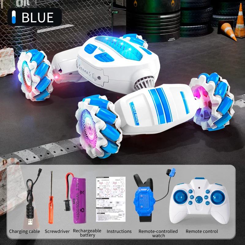 (azul) Coche Todoterreno De Carreras Con Tracción En Las 4 Ruedas, Control Remoto De 2,4 G, Con Detección De Gestos Y Giros