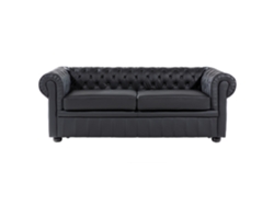 Sofá de 3 plazas BELIANI Chesterfield de Piel Negro 196x80x70