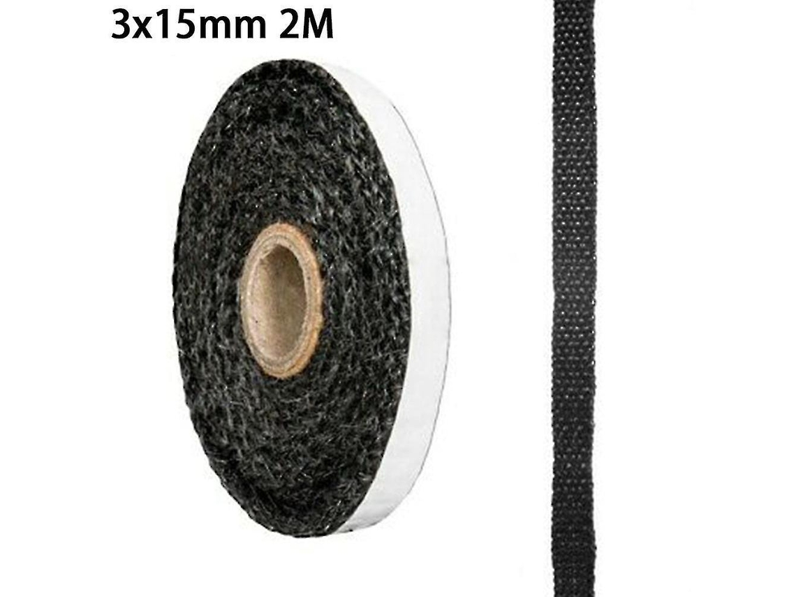 Cordón De Sellado De Fibra De Vidrio Autoadhesivo Para Estufas Hornillas Chimeneas Horno Negro 2m 15mm 3mm