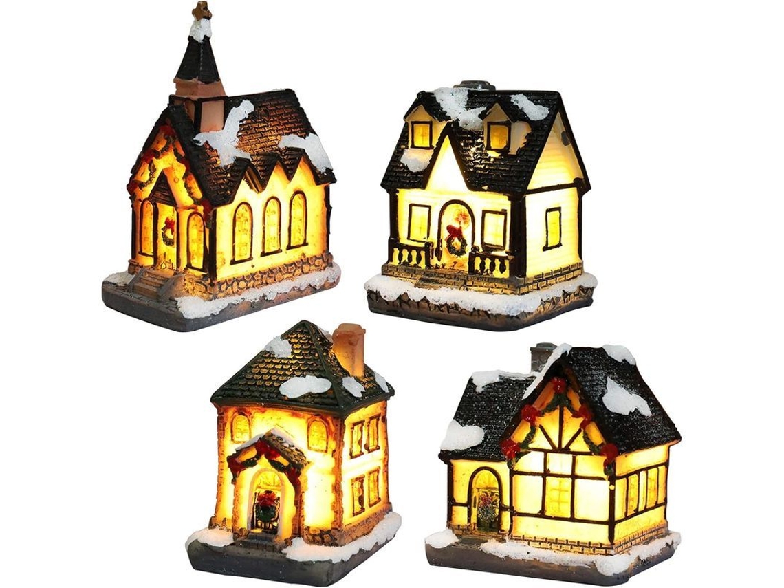 Kit De Decoración Navideña Con Iluminación Eléctrica, Escena De Construcción, Funciona Con Pilas.