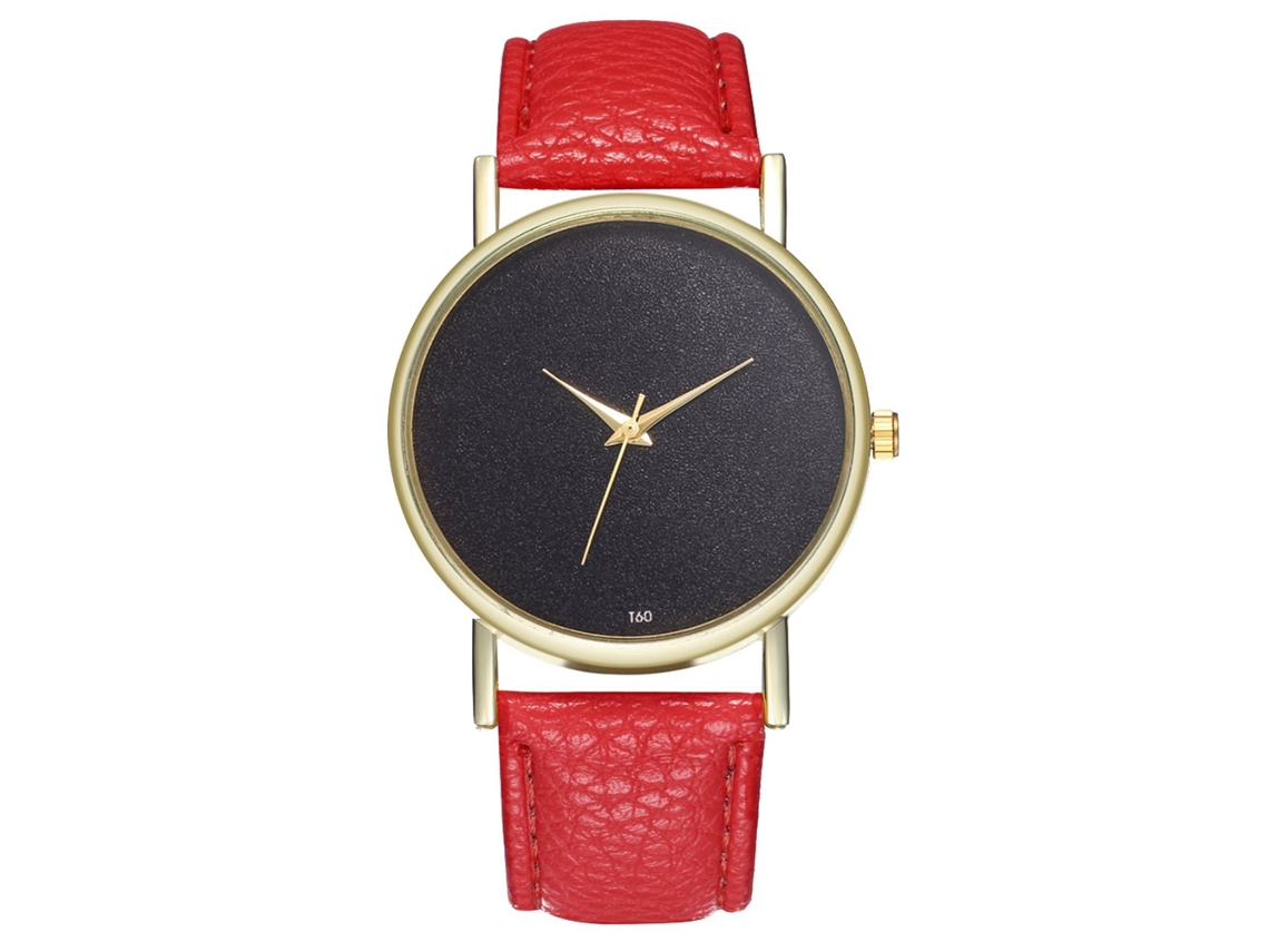 Reloj De Pulsera Analógico De Cuarzo Con Esfera Redonda - Moda (rojo)