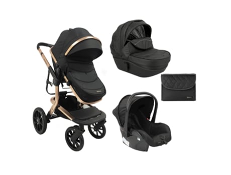 Carrito de Bebé KIKKABOO 3en1 con capazo rígido Irene Negro 2023