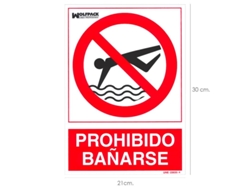 Cartel prohibido bañarse 30x21 cm.