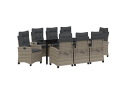 Maison Exclusive - Conjunto De Comedor De Jardín 9 Pcs Gris Ratán Sintético