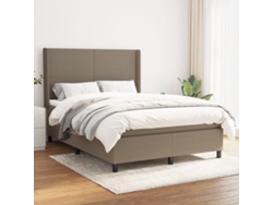 Cama Box Spring Con Colchón Tela Gris Taupe 140x200 Cm