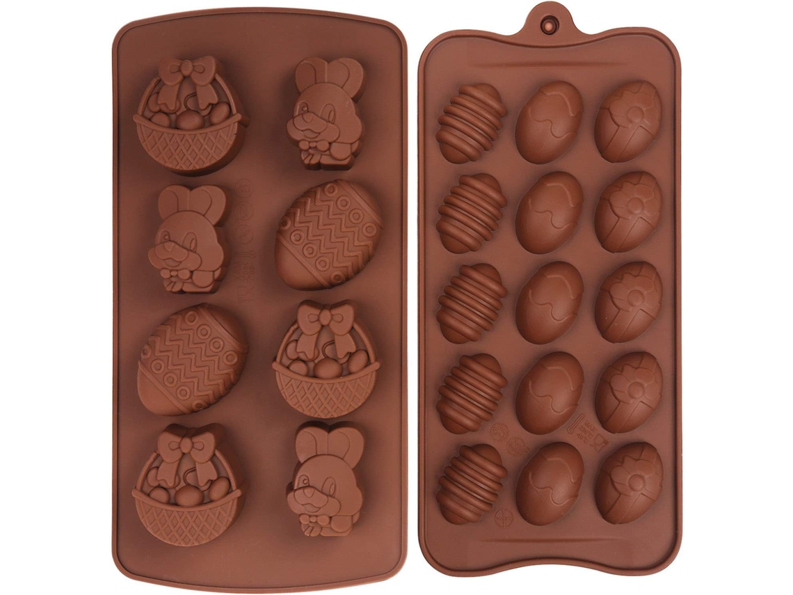 10 moldes de silicona para chocolate, forma de huevo, conejo, cesta, pastel, juego de repostería para dulces de Pascua