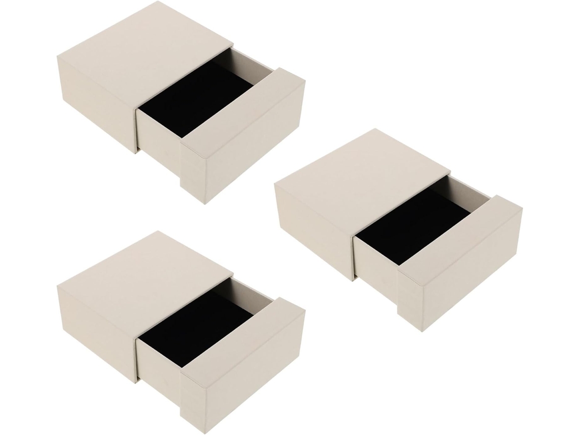 Nuobesty Juego De 3 Elegantes Cajas De Joyería De Papel Blanco, Organizador De Cajones Para Anillos Y Pendientes.