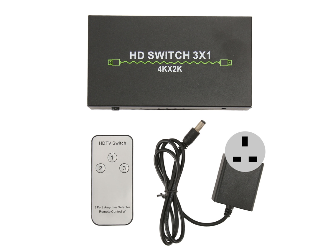 Conmutador HDMI (3 entradas, 1 salida, compatible con 4K)