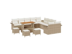 Maison Exclusive - Conjunto De Sofá De Jardín Con Cojín 14 Pcs Beige Y Crema